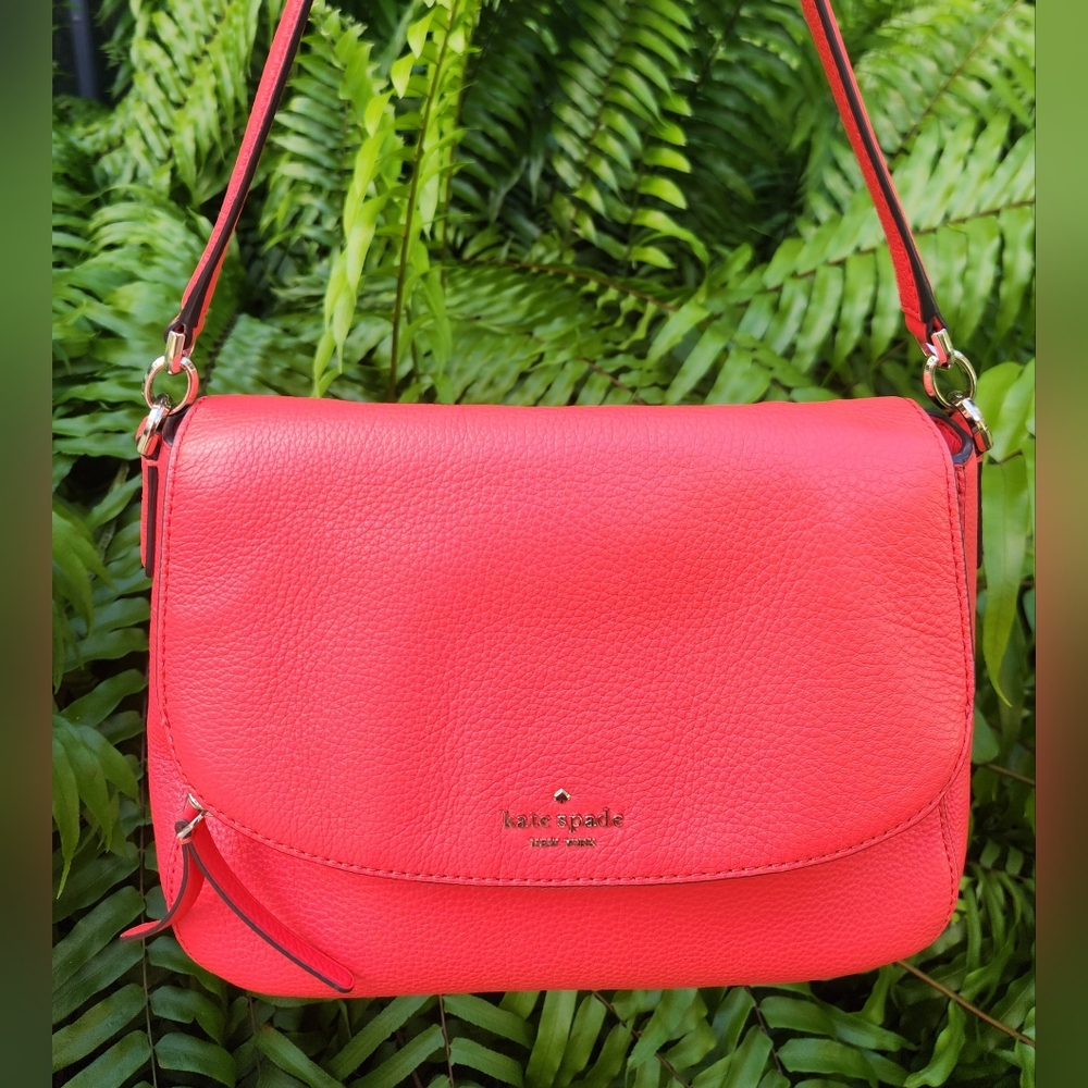 Flash Sale!! Just $50!! Summer! Orange Pebbled Leather Convertible Crossbody Bag - Picture 4 of 16